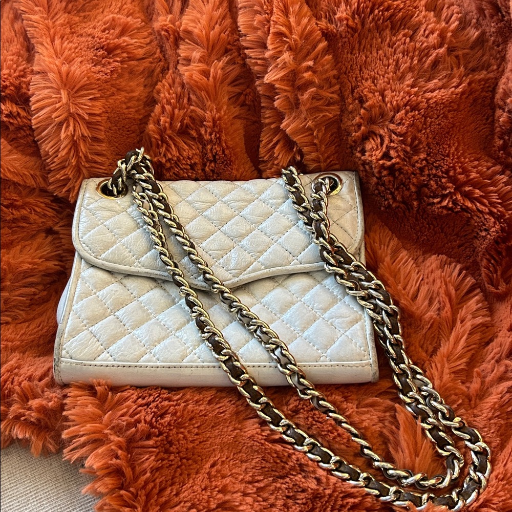 Rebecca Minkoff White Crossbody Bag with Gold Chain